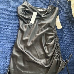 Topshop Black Ruched Embellished Bodycon Mini Dress